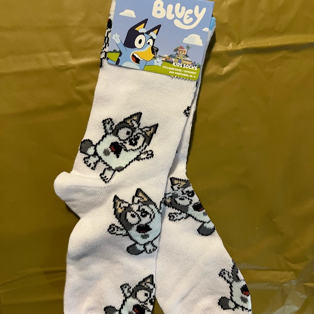 White &  Bluey Dog Pattern Socks Kids Clothing & Accessories